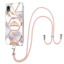Load image into Gallery viewer, Electroplating Splicing Marble Flower Pattern TPU Shockproof Case with Lanyard, For Samsung Galaxy S21 Ultra 5G, For Samsung Galaxy S21+ 5G, For Samsung Galaxy S21 5G, For Samsung Galaxy S21 FE 5G, For Samsung Galaxy S20 Ultra, For Samsung Galaxy S20+ ...