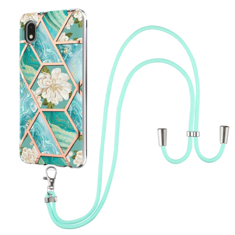 Electroplating Splicing Marble Flower Pattern TPU Shockproof Case with Lanyard, For Samsung Galaxy S21 Ultra 5G, For Samsung Galaxy S21+ 5G, For Samsung Galaxy S21 5G, For Samsung Galaxy S21 FE 5G, For Samsung Galaxy S20 Ultra, For Samsung Galaxy S20+ ...