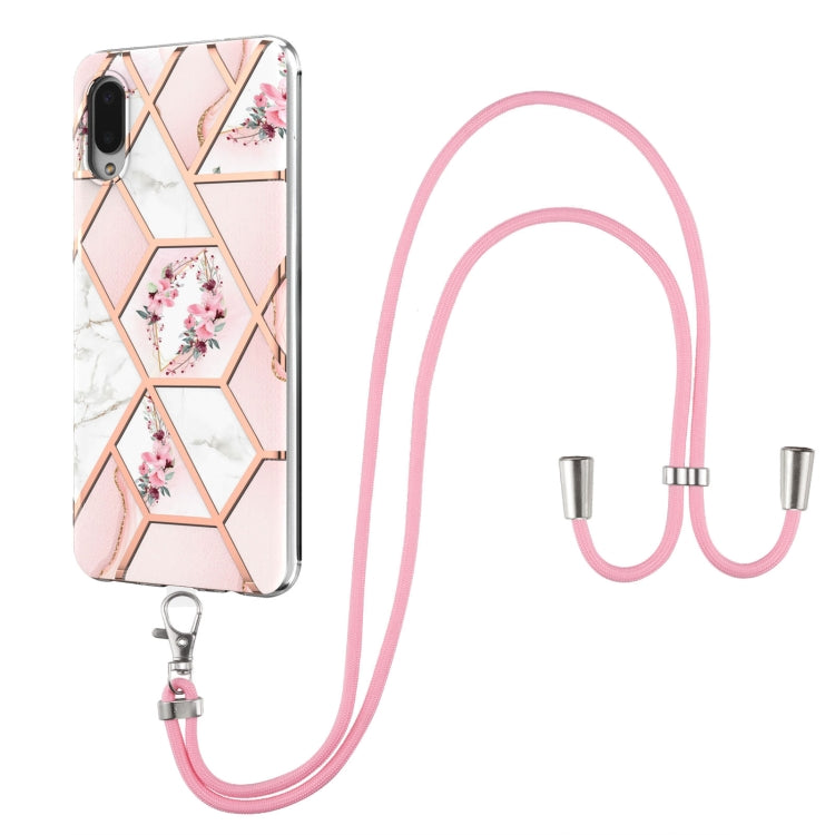 Electroplating Splicing Marble Flower Pattern TPU Shockproof Case with Lanyard, For Samsung Galaxy S21 Ultra 5G, For Samsung Galaxy S21+ 5G, For Samsung Galaxy S21 5G, For Samsung Galaxy S21 FE 5G, For Samsung Galaxy S20 Ultra, For Samsung Galaxy S20+ ...