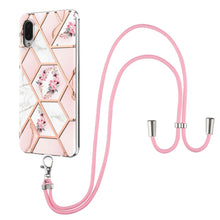 Load image into Gallery viewer, Electroplating Splicing Marble Flower Pattern TPU Shockproof Case with Lanyard, For Samsung Galaxy S21 Ultra 5G, For Samsung Galaxy S21+ 5G, For Samsung Galaxy S21 5G, For Samsung Galaxy S21 FE 5G, For Samsung Galaxy S20 Ultra, For Samsung Galaxy S20+ ...