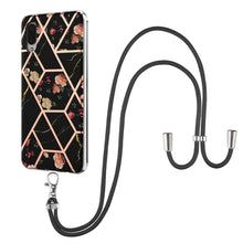 Load image into Gallery viewer, Electroplating Splicing Marble Flower Pattern TPU Shockproof Case with Lanyard, For Samsung Galaxy S21 Ultra 5G, For Samsung Galaxy S21+ 5G, For Samsung Galaxy S21 5G, For Samsung Galaxy S21 FE 5G, For Samsung Galaxy S20 Ultra, For Samsung Galaxy S20+ ...