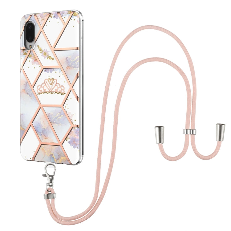 Electroplating Splicing Marble Flower Pattern TPU Shockproof Case with Lanyard, For Samsung Galaxy S21 Ultra 5G, For Samsung Galaxy S21+ 5G, For Samsung Galaxy S21 5G, For Samsung Galaxy S21 FE 5G, For Samsung Galaxy S20 Ultra, For Samsung Galaxy S20+ ...