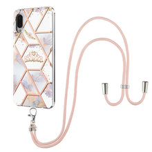 Load image into Gallery viewer, Electroplating Splicing Marble Flower Pattern TPU Shockproof Case with Lanyard, For Samsung Galaxy S21 Ultra 5G, For Samsung Galaxy S21+ 5G, For Samsung Galaxy S21 5G, For Samsung Galaxy S21 FE 5G, For Samsung Galaxy S20 Ultra, For Samsung Galaxy S20+ ...