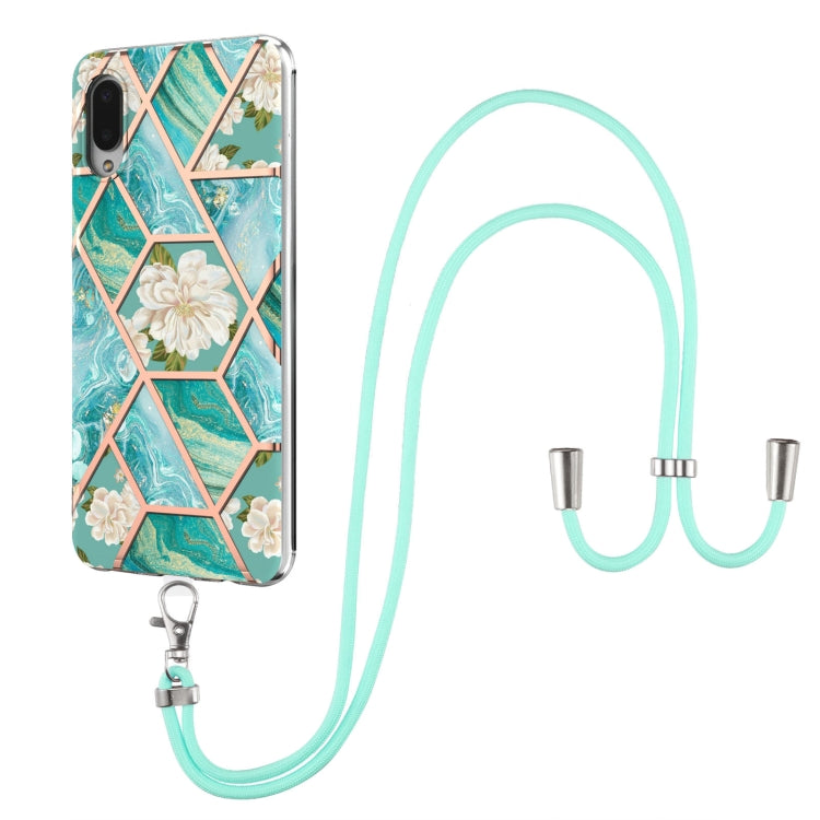 Electroplating Splicing Marble Flower Pattern TPU Shockproof Case with Lanyard, For Samsung Galaxy S21 Ultra 5G, For Samsung Galaxy S21+ 5G, For Samsung Galaxy S21 5G, For Samsung Galaxy S21 FE 5G, For Samsung Galaxy S20 Ultra, For Samsung Galaxy S20+ ...