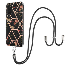 Load image into Gallery viewer, Electroplating Splicing Marble Flower Pattern TPU Shockproof Case with Lanyard, For Samsung Galaxy S21 Ultra 5G, For Samsung Galaxy S21+ 5G, For Samsung Galaxy S21 5G, For Samsung Galaxy S21 FE 5G, For Samsung Galaxy S20 Ultra, For Samsung Galaxy S20+ ...