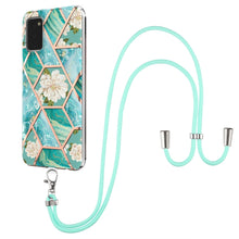 Load image into Gallery viewer, Electroplating Splicing Marble Flower Pattern TPU Shockproof Case with Lanyard, For Samsung Galaxy S21 Ultra 5G, For Samsung Galaxy S21+ 5G, For Samsung Galaxy S21 5G, For Samsung Galaxy S21 FE 5G, For Samsung Galaxy S20 Ultra, For Samsung Galaxy S20+ ...