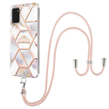Load image into Gallery viewer, Electroplating Splicing Marble Flower Pattern TPU Shockproof Case with Lanyard, For Samsung Galaxy S21 Ultra 5G, For Samsung Galaxy S21+ 5G, For Samsung Galaxy S21 5G, For Samsung Galaxy S21 FE 5G, For Samsung Galaxy S20 Ultra, For Samsung Galaxy S20+ ...