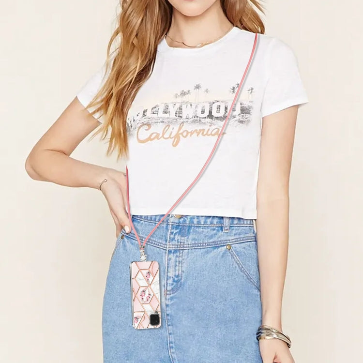 Electroplating Splicing Marble Flower Pattern TPU Shockproof Case with Lanyard, For Samsung Galaxy A12 5G / M12 / F12, For Samsung Galaxy A21s, For Samsung Galaxy A22 4G EU Version / M32, For Samsung Galaxy A22 5G US Version, For Samsung Galaxy A32 5G ...