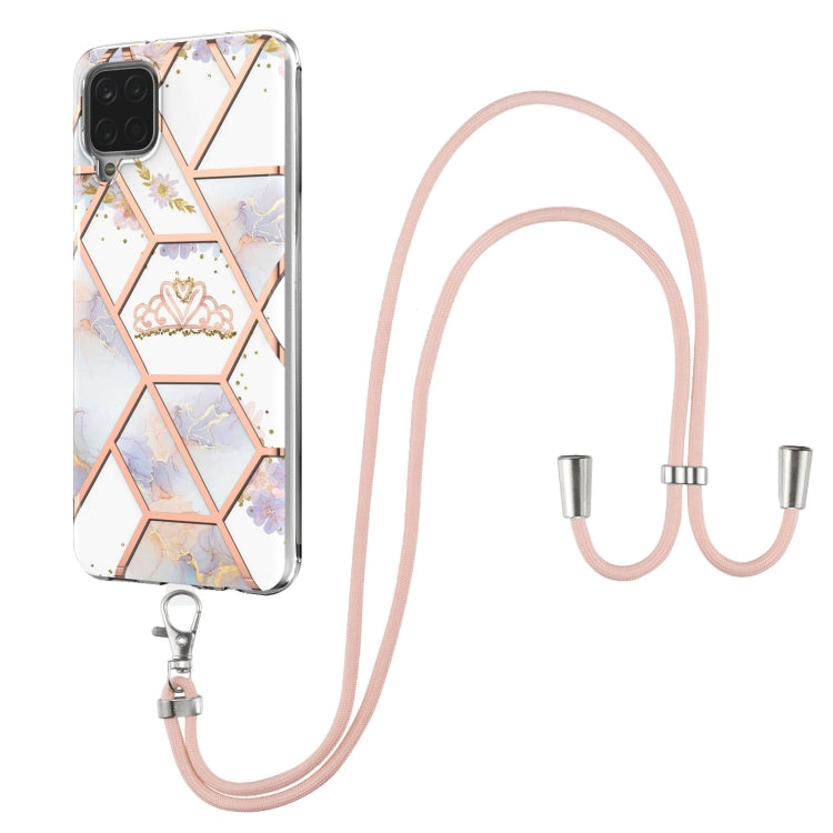 Electroplating Splicing Marble Flower Pattern TPU Shockproof Case with Lanyard, For Samsung Galaxy A12 5G / M12 / F12, For Samsung Galaxy A21s, For Samsung Galaxy A22 4G EU Version / M32, For Samsung Galaxy A22 5G US Version, For Samsung Galaxy A32 5G ...