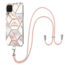 Load image into Gallery viewer, Electroplating Splicing Marble Flower Pattern TPU Shockproof Case with Lanyard, For Samsung Galaxy A12 5G / M12 / F12, For Samsung Galaxy A21s, For Samsung Galaxy A22 4G EU Version / M32, For Samsung Galaxy A22 5G US Version, For Samsung Galaxy A32 5G ...