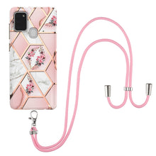Load image into Gallery viewer, Electroplating Splicing Marble Flower Pattern TPU Shockproof Case with Lanyard, For Samsung Galaxy A12 5G / M12 / F12, For Samsung Galaxy A21s, For Samsung Galaxy A22 4G EU Version / M32, For Samsung Galaxy A22 5G US Version, For Samsung Galaxy A32 5G ...