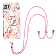 Load image into Gallery viewer, Electroplating Splicing Marble Flower Pattern TPU Shockproof Case with Lanyard, For Samsung Galaxy A12 5G / M12 / F12, For Samsung Galaxy A21s, For Samsung Galaxy A22 4G EU Version / M32, For Samsung Galaxy A22 5G US Version, For Samsung Galaxy A32 5G ...