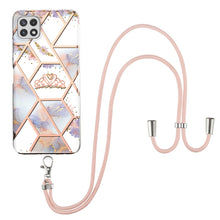 Load image into Gallery viewer, Electroplating Splicing Marble Flower Pattern TPU Shockproof Case with Lanyard, For Samsung Galaxy A12 5G / M12 / F12, For Samsung Galaxy A21s, For Samsung Galaxy A22 4G EU Version / M32, For Samsung Galaxy A22 5G US Version, For Samsung Galaxy A32 5G ...