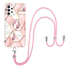 Load image into Gallery viewer, Electroplating Splicing Marble Flower Pattern TPU Shockproof Case with Lanyard, For Samsung Galaxy A12 5G / M12 / F12, For Samsung Galaxy A21s, For Samsung Galaxy A22 4G EU Version / M32, For Samsung Galaxy A22 5G US Version, For Samsung Galaxy A32 5G ...