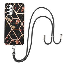 Load image into Gallery viewer, Electroplating Splicing Marble Flower Pattern TPU Shockproof Case with Lanyard, For Samsung Galaxy A12 5G / M12 / F12, For Samsung Galaxy A21s, For Samsung Galaxy A22 4G EU Version / M32, For Samsung Galaxy A22 5G US Version, For Samsung Galaxy A32 5G ...