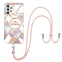 Load image into Gallery viewer, Electroplating Splicing Marble Flower Pattern TPU Shockproof Case with Lanyard, For Samsung Galaxy A12 5G / M12 / F12, For Samsung Galaxy A21s, For Samsung Galaxy A22 4G EU Version / M32, For Samsung Galaxy A22 5G US Version, For Samsung Galaxy A32 5G ...