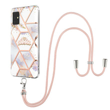 Load image into Gallery viewer, Electroplating Splicing Marble Flower Pattern TPU Shockproof Case with Lanyard, For Samsung Galaxy A12 5G / M12 / F12, For Samsung Galaxy A21s, For Samsung Galaxy A22 4G EU Version / M32, For Samsung Galaxy A22 5G US Version, For Samsung Galaxy A32 5G ...