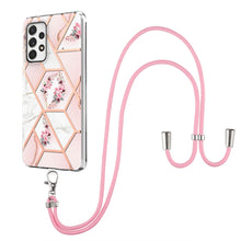 Load image into Gallery viewer, Electroplating Splicing Marble Flower Pattern TPU Shockproof Case with Lanyard, For Samsung Galaxy A12 5G / M12 / F12, For Samsung Galaxy A21s, For Samsung Galaxy A22 4G EU Version / M32, For Samsung Galaxy A22 5G US Version, For Samsung Galaxy A32 5G ...