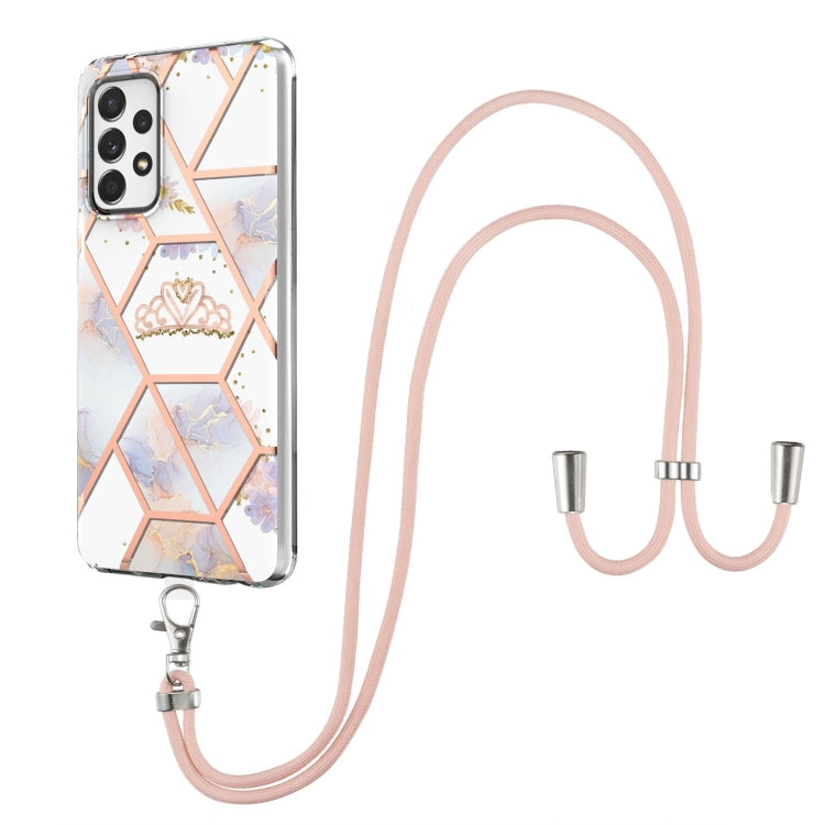 Electroplating Splicing Marble Flower Pattern TPU Shockproof Case with Lanyard, For Samsung Galaxy A12 5G / M12 / F12, For Samsung Galaxy A21s, For Samsung Galaxy A22 4G EU Version / M32, For Samsung Galaxy A22 5G US Version, For Samsung Galaxy A32 5G ...