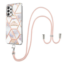 Load image into Gallery viewer, Electroplating Splicing Marble Flower Pattern TPU Shockproof Case with Lanyard, For Samsung Galaxy A12 5G / M12 / F12, For Samsung Galaxy A21s, For Samsung Galaxy A22 4G EU Version / M32, For Samsung Galaxy A22 5G US Version, For Samsung Galaxy A32 5G ...