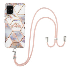 Load image into Gallery viewer, Electroplating Splicing Marble Flower Pattern TPU Shockproof Case with Lanyard, For Samsung Galaxy A12 5G / M12 / F12, For Samsung Galaxy A21s, For Samsung Galaxy A22 4G EU Version / M32, For Samsung Galaxy A22 5G US Version, For Samsung Galaxy A32 5G ...