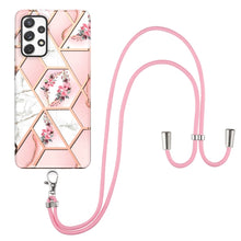 Load image into Gallery viewer, Electroplating Splicing Marble Flower Pattern TPU Shockproof Case with Lanyard, For Samsung Galaxy A12 5G / M12 / F12, For Samsung Galaxy A21s, For Samsung Galaxy A22 4G EU Version / M32, For Samsung Galaxy A22 5G US Version, For Samsung Galaxy A32 5G ...
