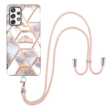 Load image into Gallery viewer, Electroplating Splicing Marble Flower Pattern TPU Shockproof Case with Lanyard, For Samsung Galaxy A12 5G / M12 / F12, For Samsung Galaxy A21s, For Samsung Galaxy A22 4G EU Version / M32, For Samsung Galaxy A22 5G US Version, For Samsung Galaxy A32 5G ...