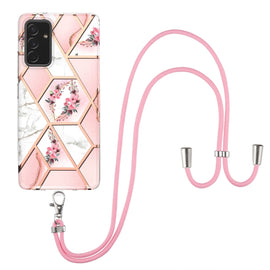 Electroplating Splicing Marble Flower Pattern TPU Shockproof Case with Lanyard, For Samsung Galaxy A82 5G, For Samsung Galaxy A11 / M11