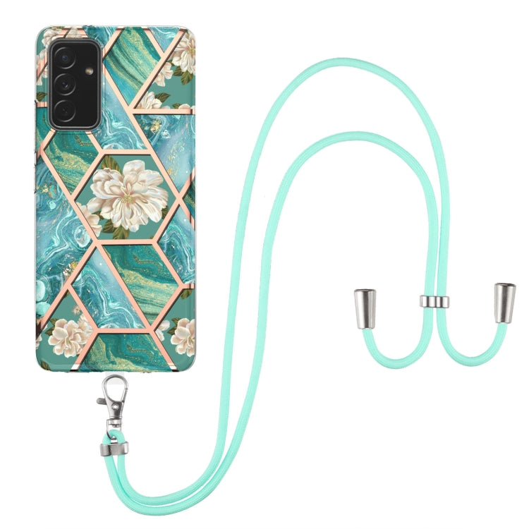 Electroplating Splicing Marble Flower Pattern TPU Shockproof Case with Lanyard, For Samsung Galaxy A82 5G, For Samsung Galaxy A11 / M11