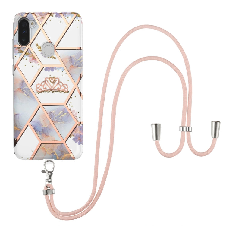 Electroplating Splicing Marble Flower Pattern TPU Shockproof Case with Lanyard, For Samsung Galaxy A82 5G, For Samsung Galaxy A11 / M11