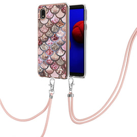 Electroplating Pattern IMD TPU Shockproof Case with Neck Lanyard, For Samsung Galaxy A01 Core, For Samsung Galaxy A02/M02, For Samsung Galaxy A02s EU Version, For Samsung Galaxy A02s US Version, For Samsung Galaxy A12/M12/F12, For Samsung Galaxy A21s  ...