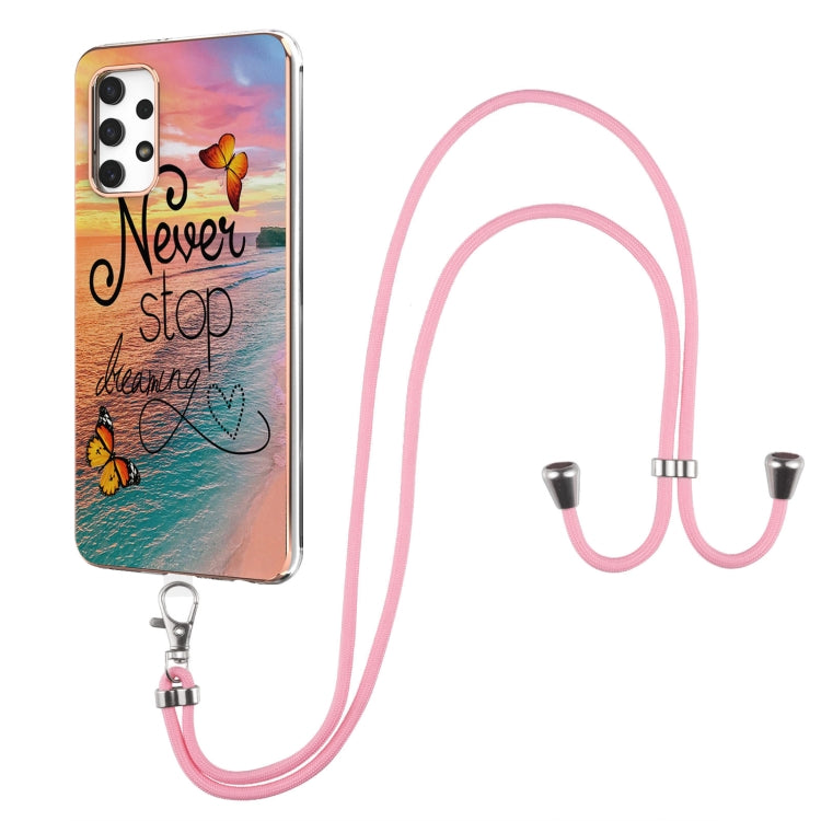 Electroplating Pattern IMD TPU Shockproof Case with Neck Lanyard, For Samsung Galaxy A32 5G, For Samsung Galaxy A32 4G EU Version, For Samsung Galaxy A51, For Samsung Galaxy A51 5G, For Samsung Galaxy A52 5G / 4G, For Samsung Galaxy A71 5G             ...