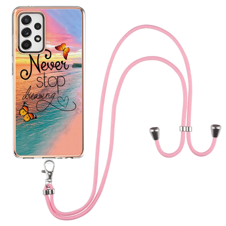 Electroplating Pattern IMD TPU Shockproof Case with Neck Lanyard, For Samsung Galaxy A32 5G, For Samsung Galaxy A32 4G EU Version, For Samsung Galaxy A51, For Samsung Galaxy A51 5G, For Samsung Galaxy A52 5G / 4G, For Samsung Galaxy A71 5G             ...