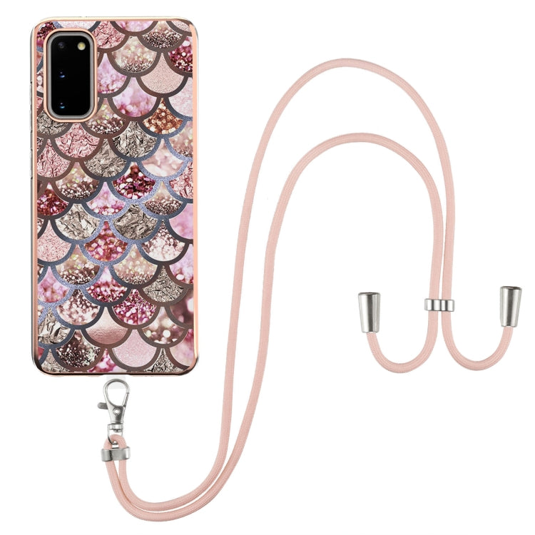 Electroplating Pattern IMD TPU Shockproof Case with Neck Lanyard, For Samsung Galaxy A82 5G, For Samsung Galaxy M11 / A11, For Samsung Galaxy S20, For Samsung Galaxy S20 FE 5G / 4G, For Samsung Galaxy S20+, For Samsung Galaxy S20 Ultra                 ...