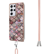 Load image into Gallery viewer, Electroplating Pattern IMD TPU Shockproof Case with Neck Lanyard, For Samsung Galaxy S21 Ultra 5G, For Samsung Galaxy S21+ 5G