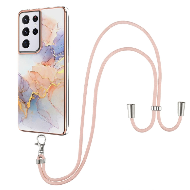 Electroplating Pattern IMD TPU Shockproof Case with Neck Lanyard, For Samsung Galaxy S21 Ultra 5G, For Samsung Galaxy S21+ 5G
