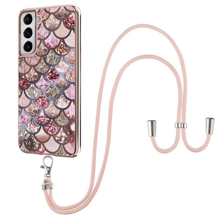 Electroplating Pattern IMD TPU Shockproof Case with Neck Lanyard, For Samsung Galaxy S21 Ultra 5G, For Samsung Galaxy S21+ 5G