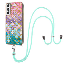 Load image into Gallery viewer, Electroplating Pattern IMD TPU Shockproof Case with Neck Lanyard, For Samsung Galaxy S21 Ultra 5G, For Samsung Galaxy S21+ 5G