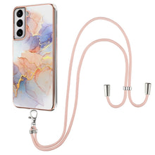 Load image into Gallery viewer, Electroplating Pattern IMD TPU Shockproof Case with Neck Lanyard, For Samsung Galaxy S21 Ultra 5G, For Samsung Galaxy S21+ 5G