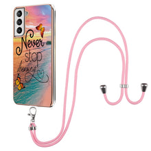 Load image into Gallery viewer, Electroplating Pattern IMD TPU Shockproof Case with Neck Lanyard, For Samsung Galaxy S21 Ultra 5G, For Samsung Galaxy S21+ 5G