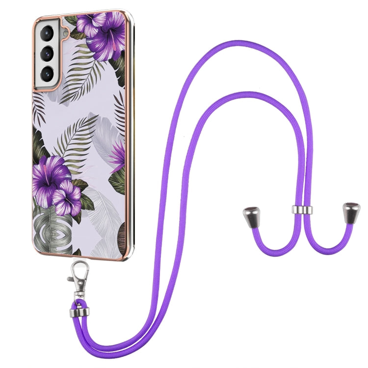Electroplating Pattern IMD TPU Shockproof Case with Neck Lanyard, For Samsung Galaxy S21 Ultra 5G, For Samsung Galaxy S21+ 5G