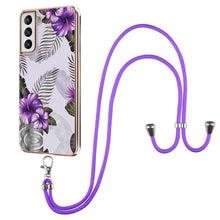 Load image into Gallery viewer, Electroplating Pattern IMD TPU Shockproof Case with Neck Lanyard, For Samsung Galaxy S21 Ultra 5G, For Samsung Galaxy S21+ 5G
