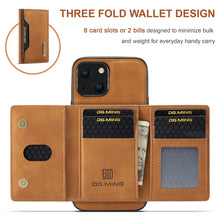 Load image into Gallery viewer, DG.MING M2 Series 3-Fold Card Bag + Magnetic Shockproof Case with Wallet &amp; Holder Function, For iPhone 13 mini, For iPhone 13, For iPhone 13 Pro, For iPhone 13 Pro Max