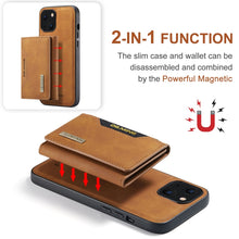 Load image into Gallery viewer, DG.MING M2 Series 3-Fold Card Bag + Magnetic Shockproof Case with Wallet &amp; Holder Function, For iPhone 13 mini, For iPhone 13, For iPhone 13 Pro, For iPhone 13 Pro Max