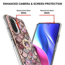 Load image into Gallery viewer, Electroplating Pattern IMD TPU Shockproof Case with Rhinestone Ring Holder, For Xiaomi Mi 11i/Poco F3/Redmi K40, For Xiaomi Poco M3/Redmi Note 9 4G, For Xiaomi Redmi 9A, For Xiaomi Mi 10 Lite 5G, For Xiaomi Mi 10T Lite 5G, For Xiaomi Mi 10T 5G/10T Pro ...