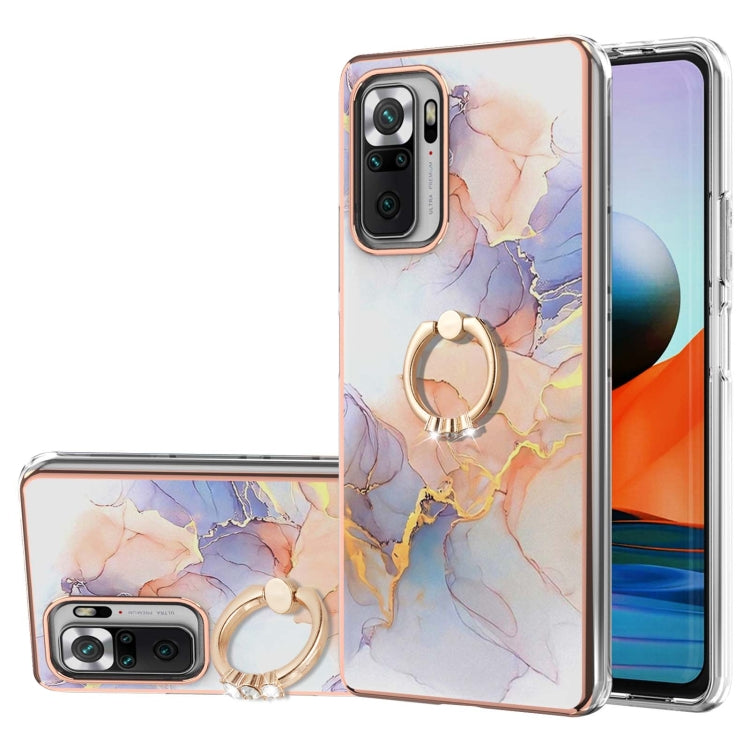 Electroplating Pattern IMD TPU Shockproof Case with Rhinestone Ring Holder, For Xiaomi Redmi Note 10 Pro/ 10 Pro Max, For Xiaomi Poco X3 NFC