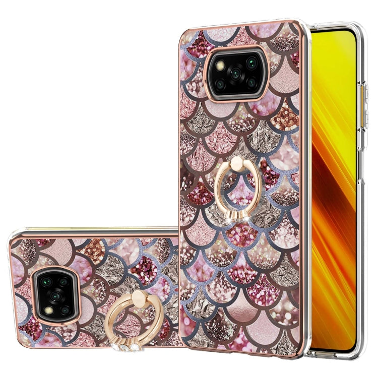 Electroplating Pattern IMD TPU Shockproof Case with Rhinestone Ring Holder, For Xiaomi Redmi Note 10 Pro/ 10 Pro Max, For Xiaomi Poco X3 NFC