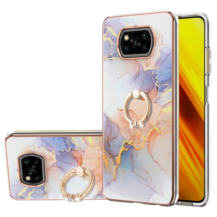 Electroplating Pattern IMD TPU Shockproof Case with Rhinestone Ring Holder, For Xiaomi Redmi Note 10 Pro/ 10 Pro Max, For Xiaomi Poco X3 NFC