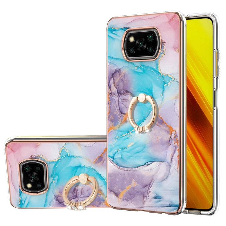 Electroplating Pattern IMD TPU Shockproof Case with Rhinestone Ring Holder, For Xiaomi Redmi Note 10 Pro/ 10 Pro Max, For Xiaomi Poco X3 NFC
