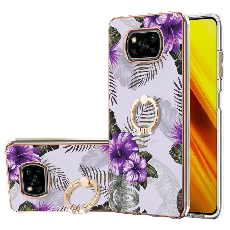 Electroplating Pattern IMD TPU Shockproof Case with Rhinestone Ring Holder, For Xiaomi Redmi Note 10 Pro/ 10 Pro Max, For Xiaomi Poco X3 NFC